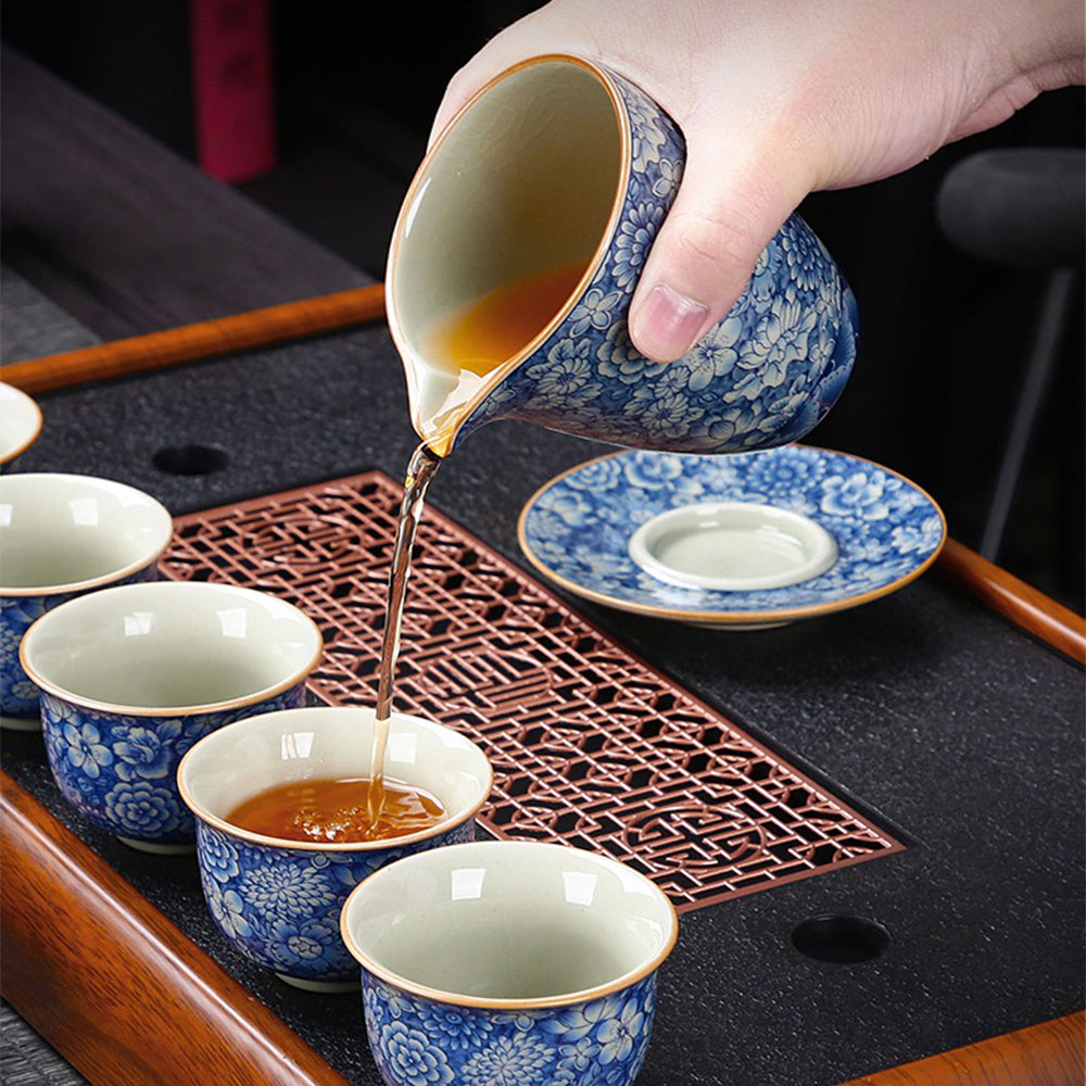 Ruyao Blue And White Flower Tea Set