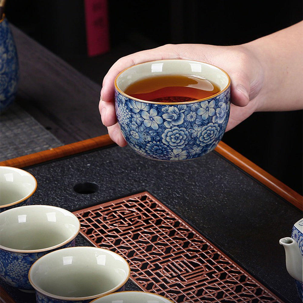 Ruyao Blue And White Flower Tea Set