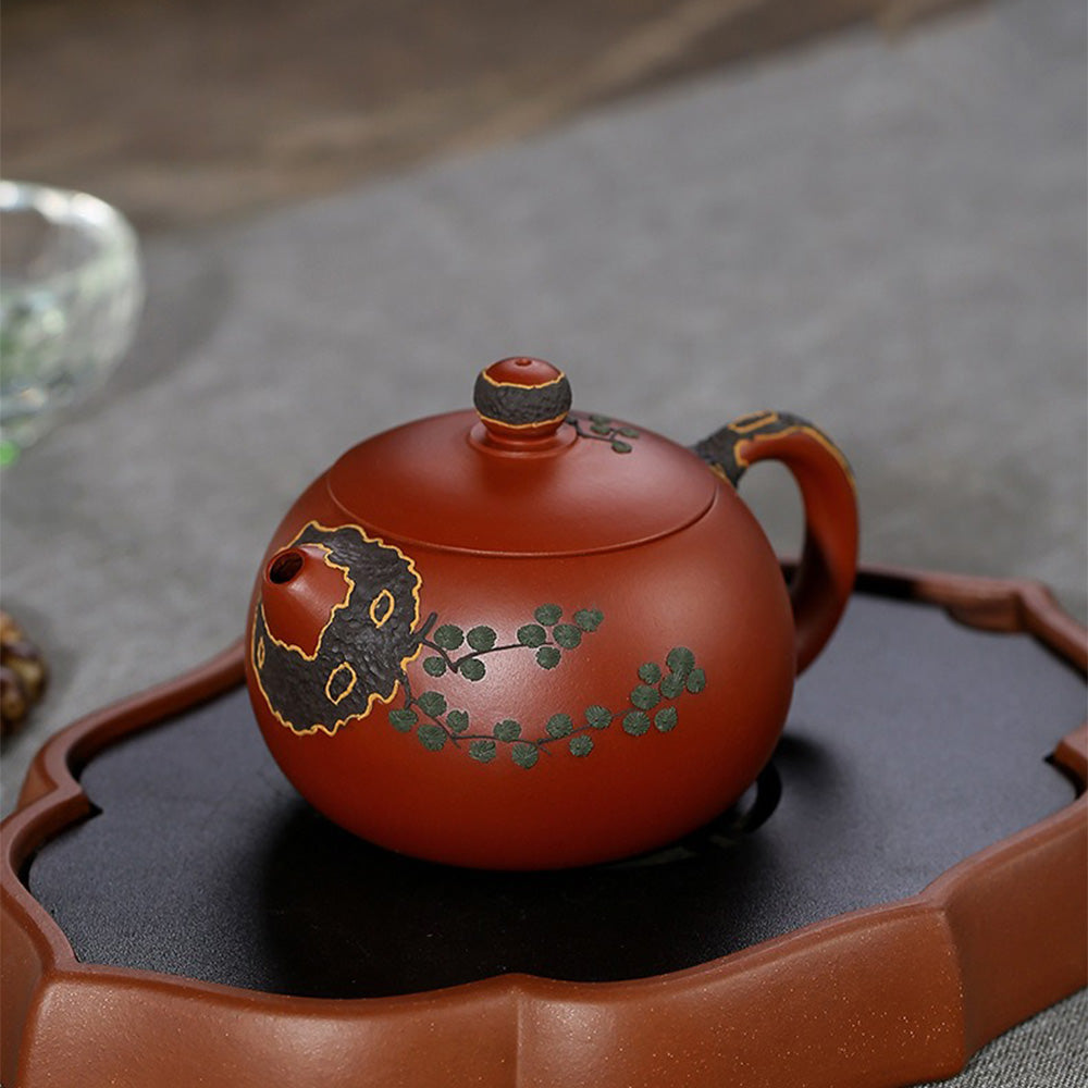 Yixing Da Hong Pao Clay Pine Teapot