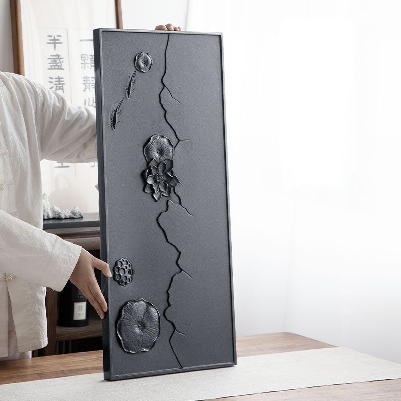 Lotus Black Stone Tea Tray