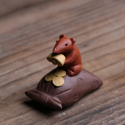 Purple Clay Mouse &amp; Treasure Tea Pet