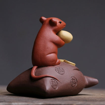 Purple Clay Mouse &amp; Treasure Tea Pet