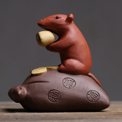 Purple Clay Mouse &amp; Treasure Tea Pet