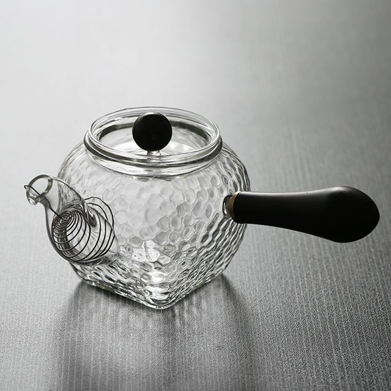 Ice Block Glass Tea Set With Tea Washer