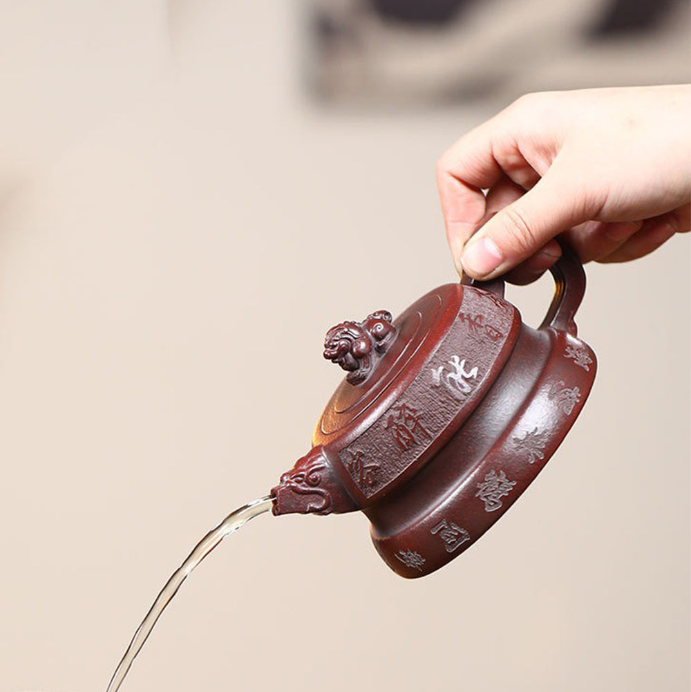 Yixing Purple Clay Lion Teapot