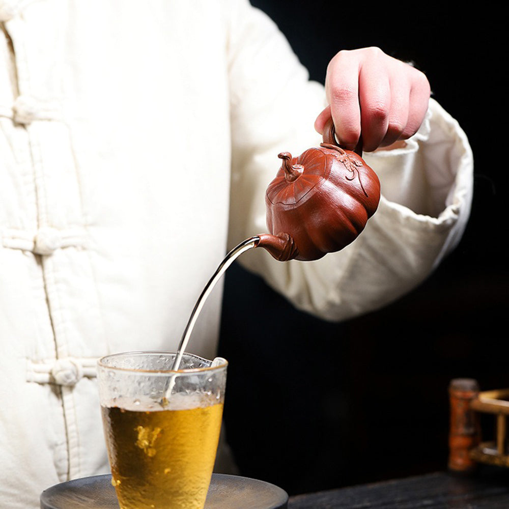 Yixing Purple Clay Vine Pumpkin Teapot