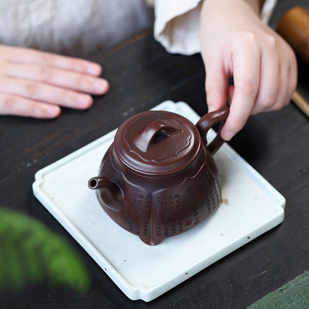 Purple Clay Lotus Heart Sutra Teapot