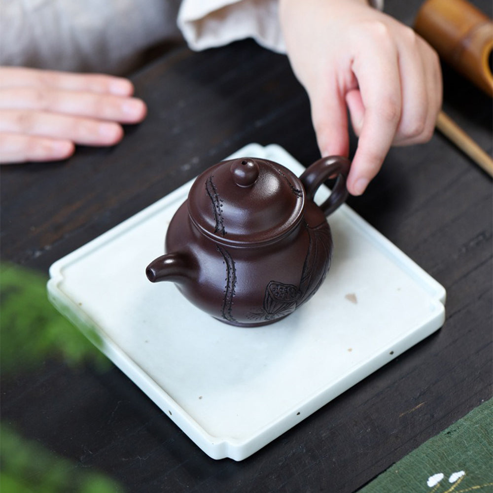 Yixing Purple Clay Lotus Teapot