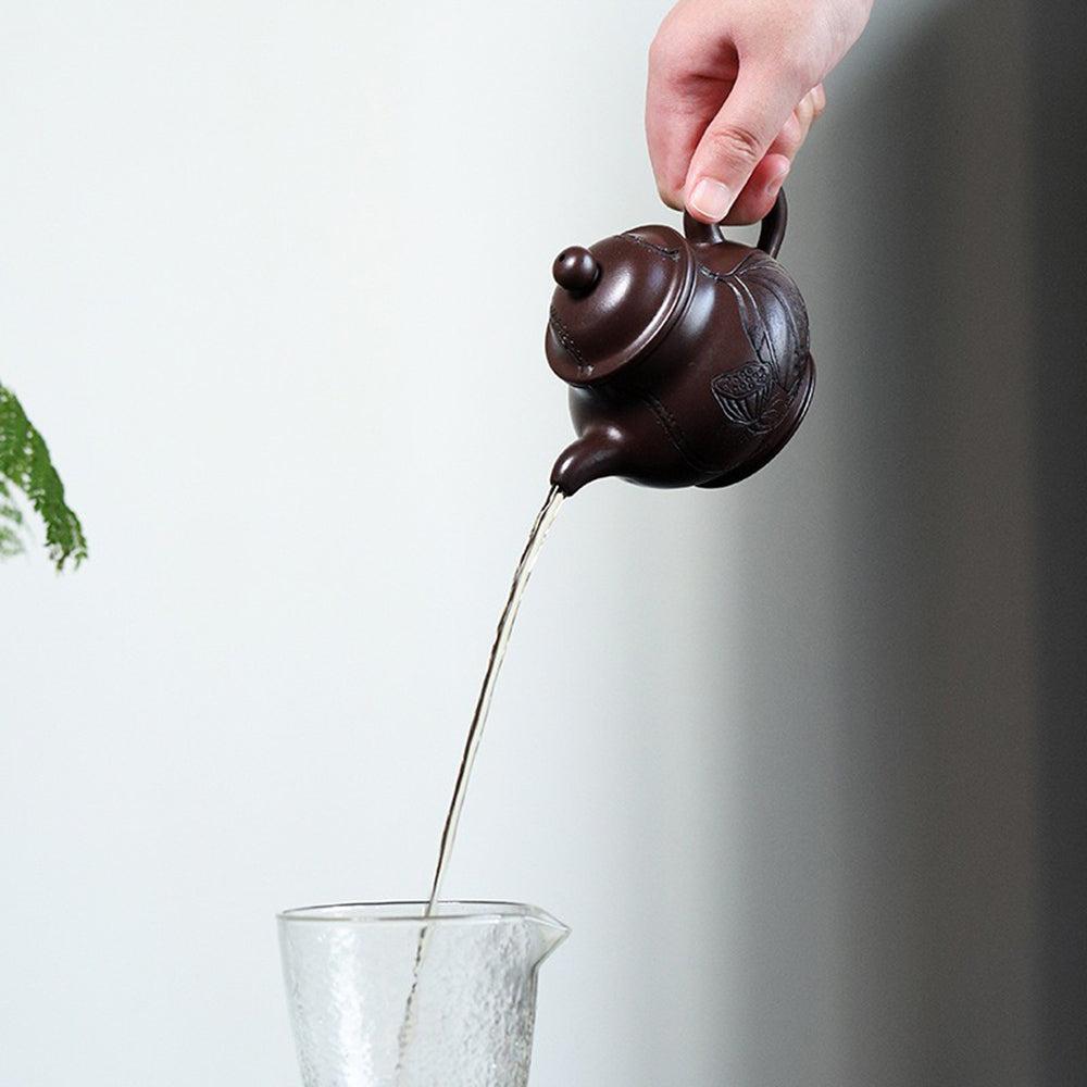 Yixing Purple Clay Lotus Teapot