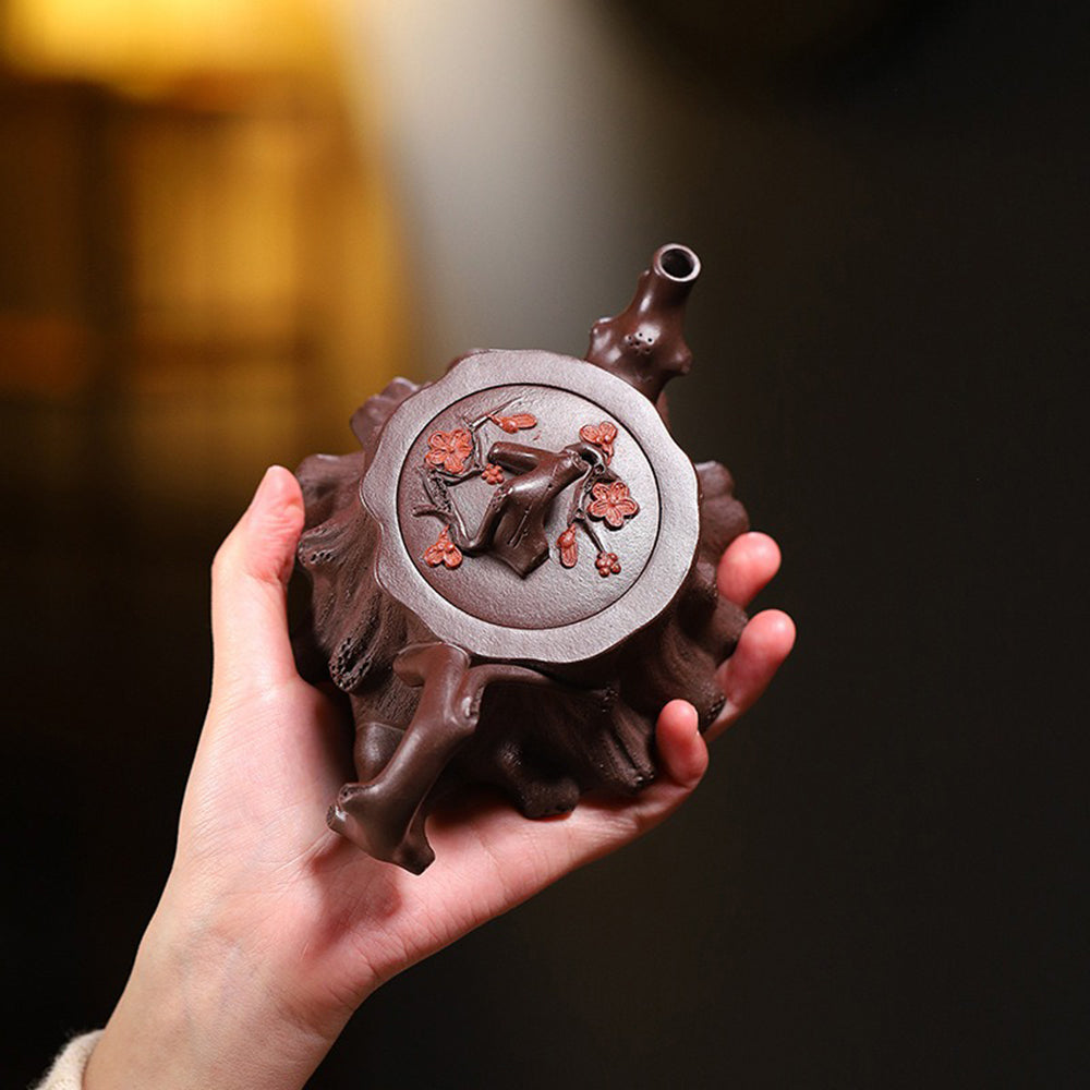 Yixing Purple Clay Plum Tree Stump Teapot