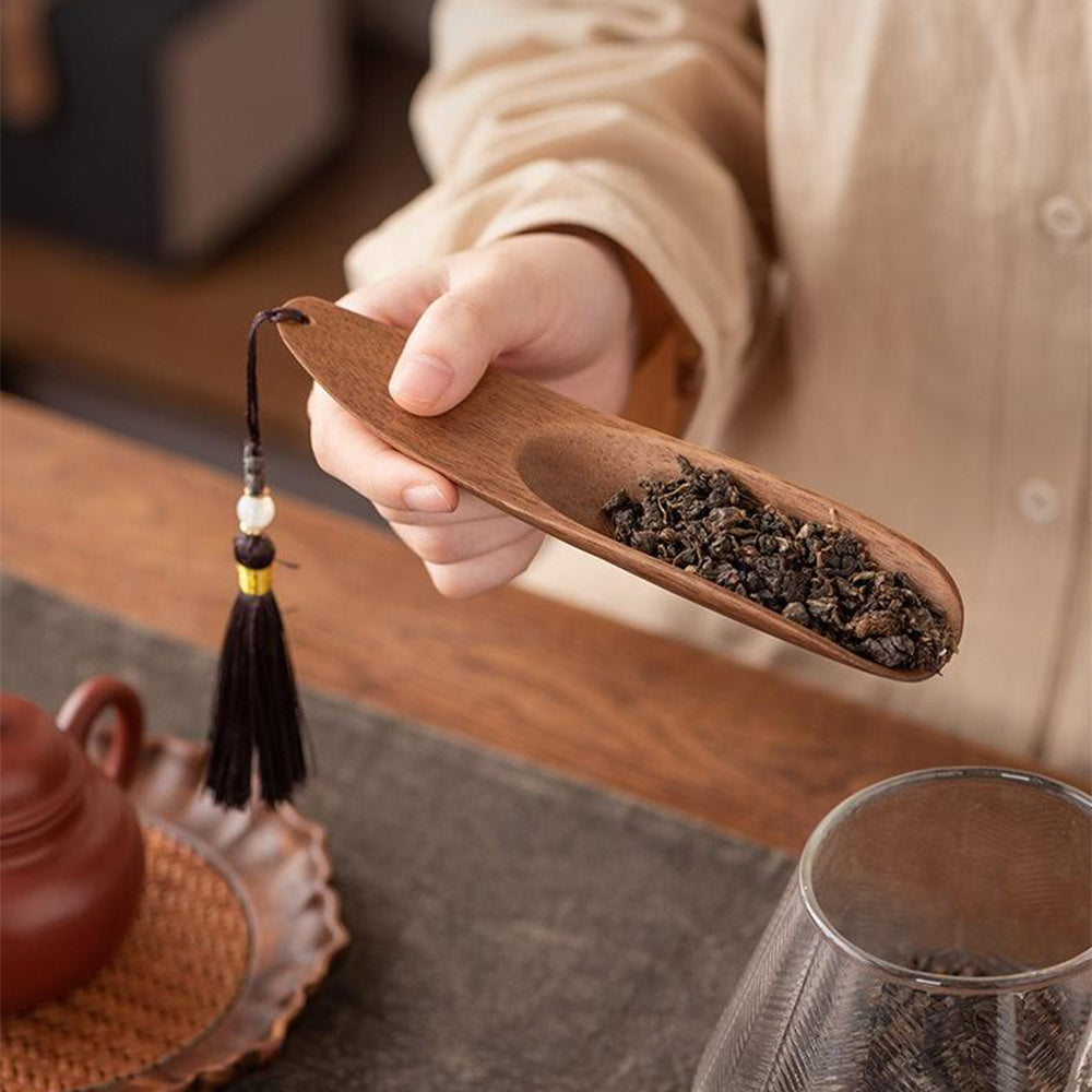Walnut Wood Tea Utensils Set With Coaster