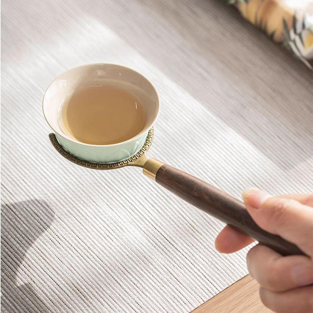 Ebony Tea Utensils Set With Lotus Ceramic Holder