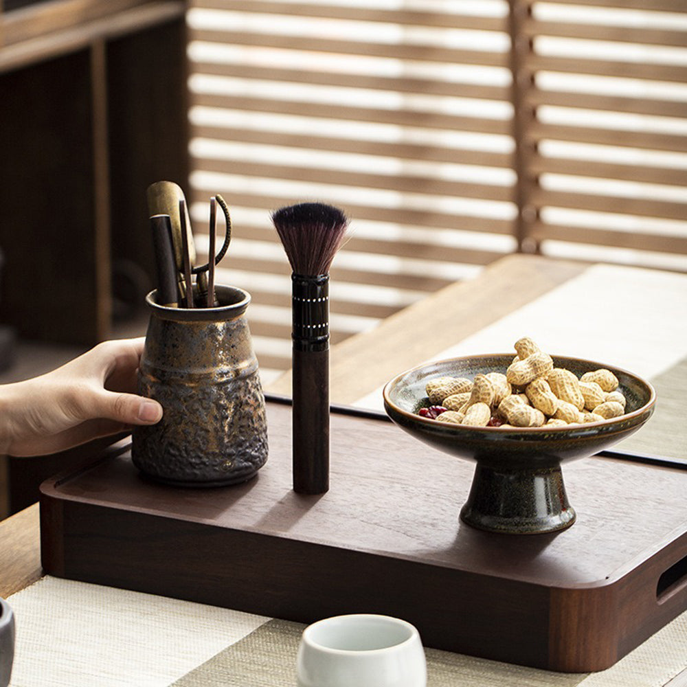 Ebony Tea Utensils Set With Ceramic Holder