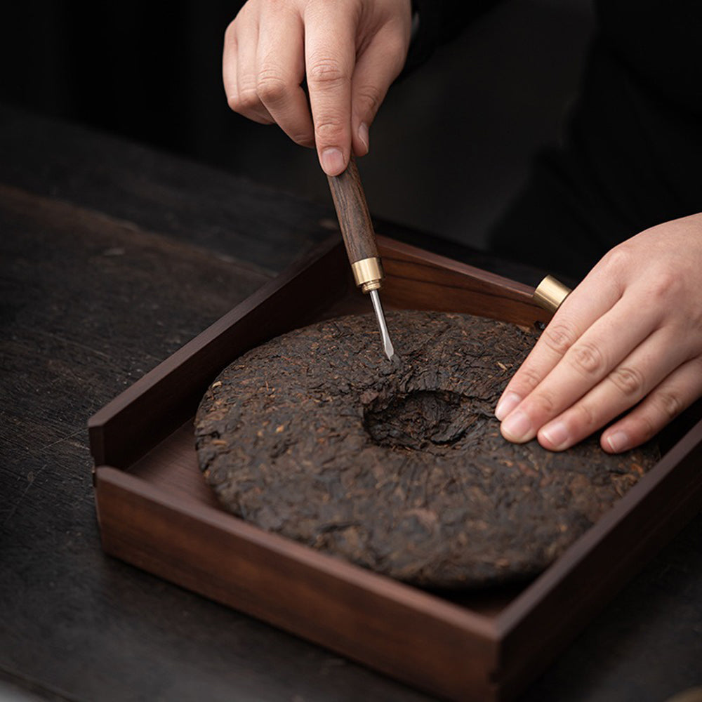 Ebony Tea Utensils Set With Bronze Glaze Ceramic Holder