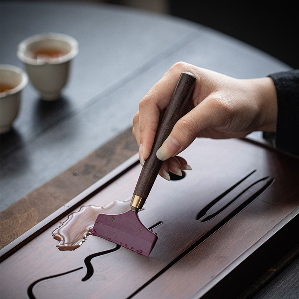 Ebony Tea Utensils Set With Moon And Monk Holder
