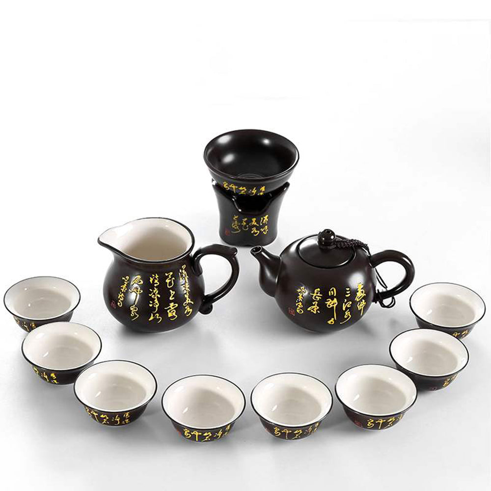 Tang Peom Tea Set With Maitreya Buddha Tea Tray