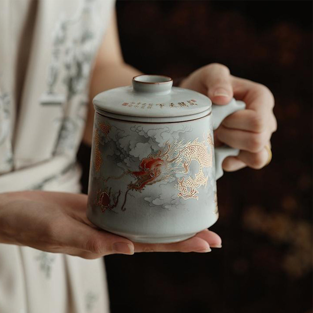 Chinese Ruyao Dragon Tea Cup With Infuser