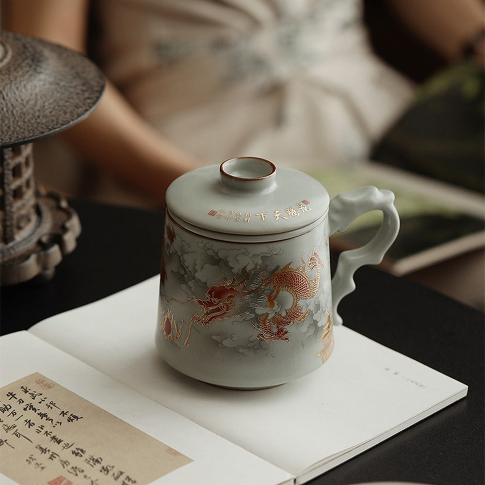 Chinese Ruyao Dragon Tea Cup With Infuser