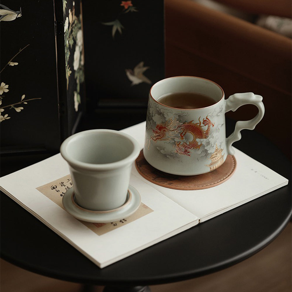 Chinese Ruyao Dragon Tea Cup With Infuser