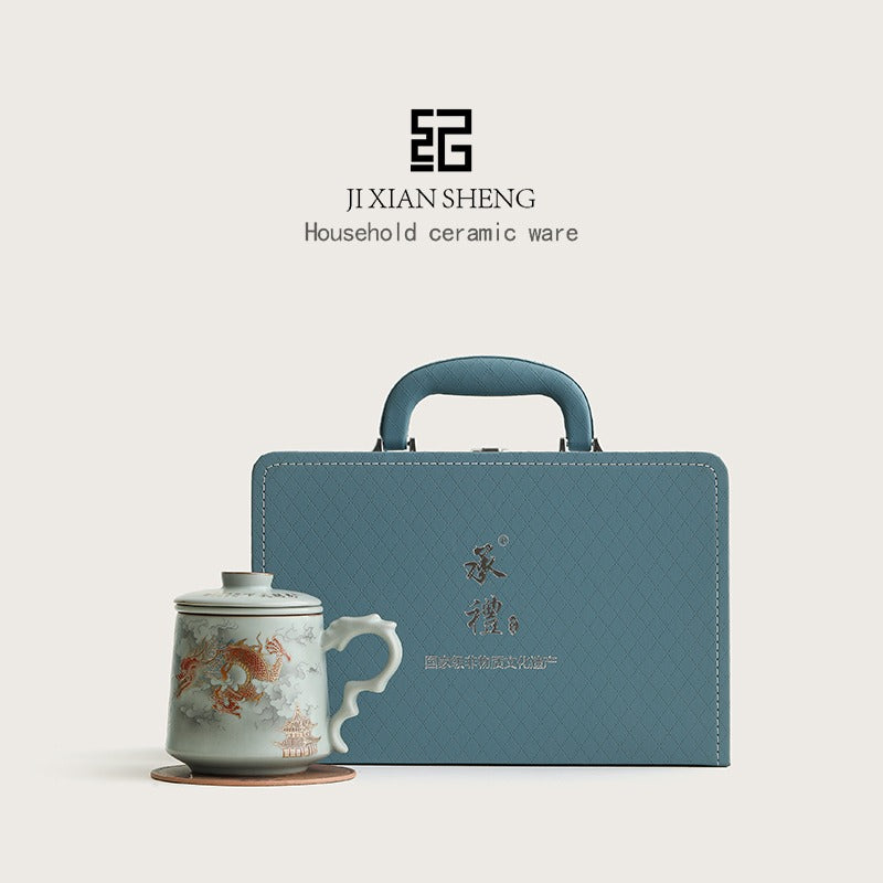 Chinese Ruyao Dragon Tea Cup With Infuser