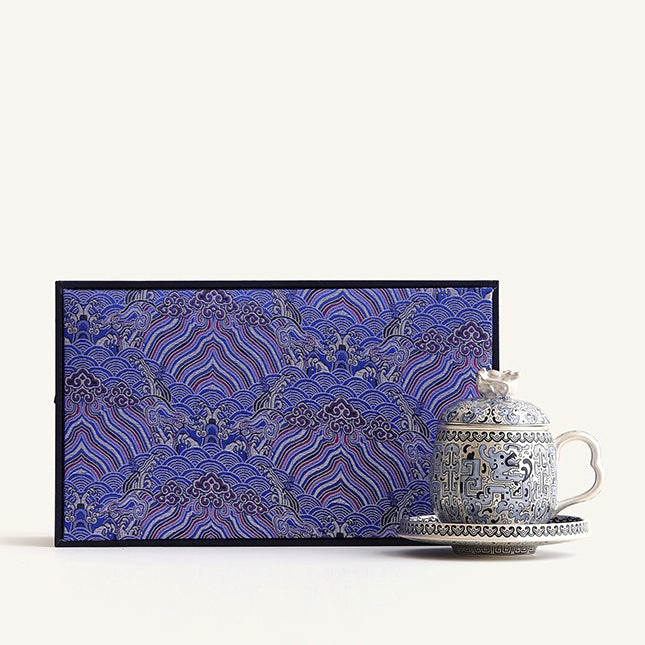 Chinese Taotie Sterling Silver Tea Cup