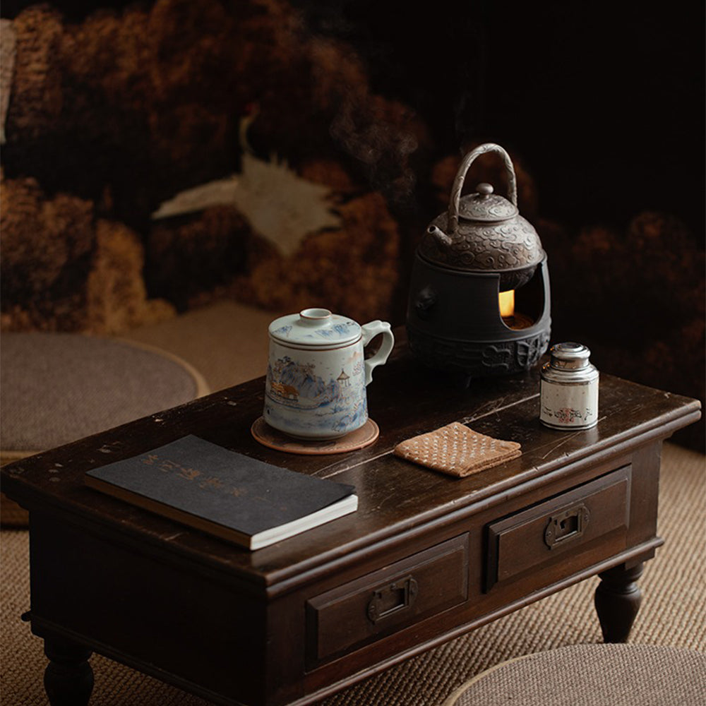 Chinese Ruyao Landscape Tea Cup With Infuser