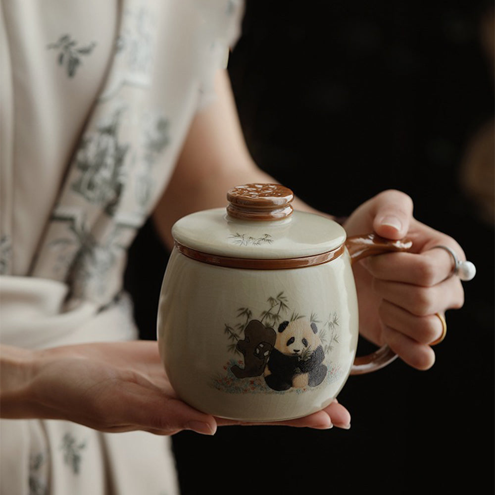 Chinese Ruyao Panda Tea Cup With Infuser