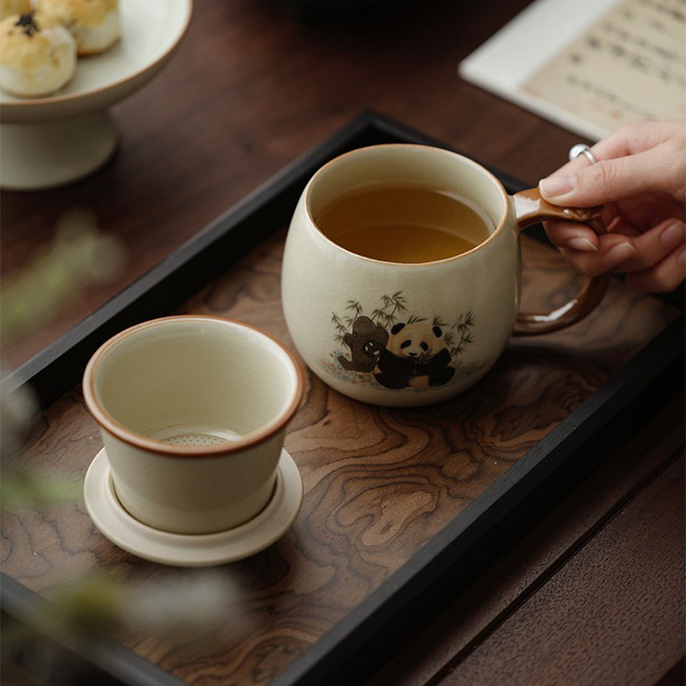 Chinese Ruyao Panda Tea Cup With Infuser