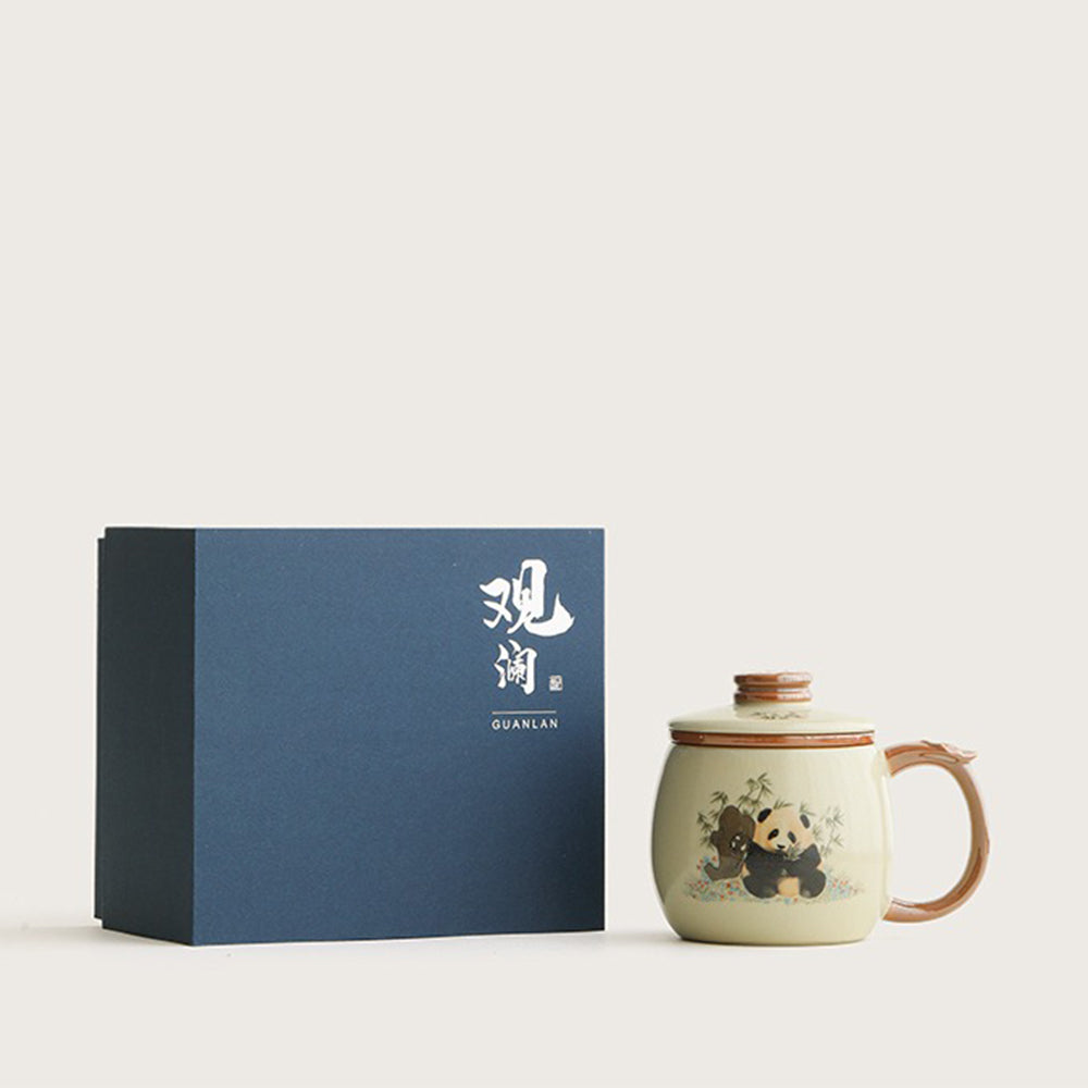 Chinese Ruyao Panda Tea Cup With Infuser