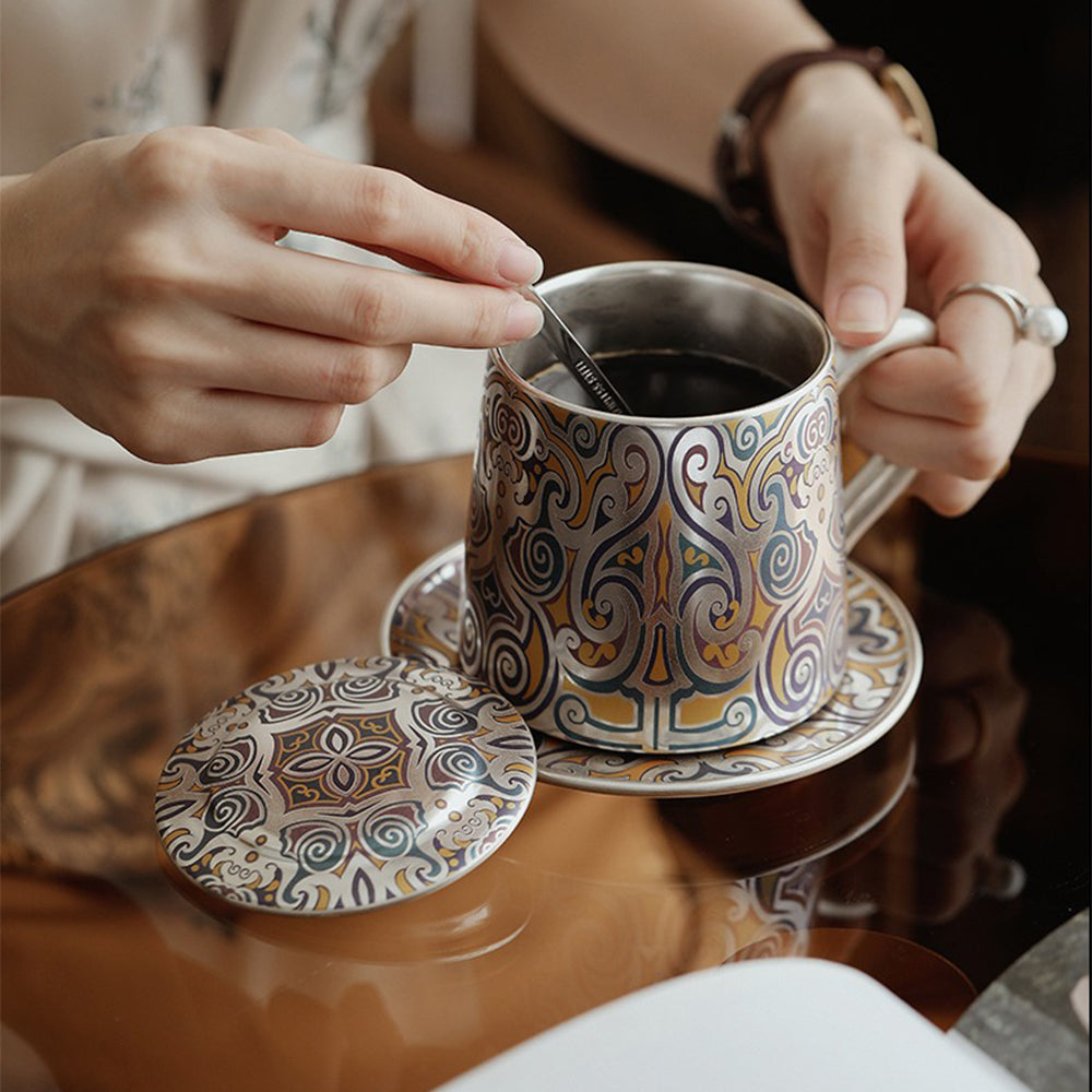 Chinese Dunhuang Silver-Plated Tea Cup