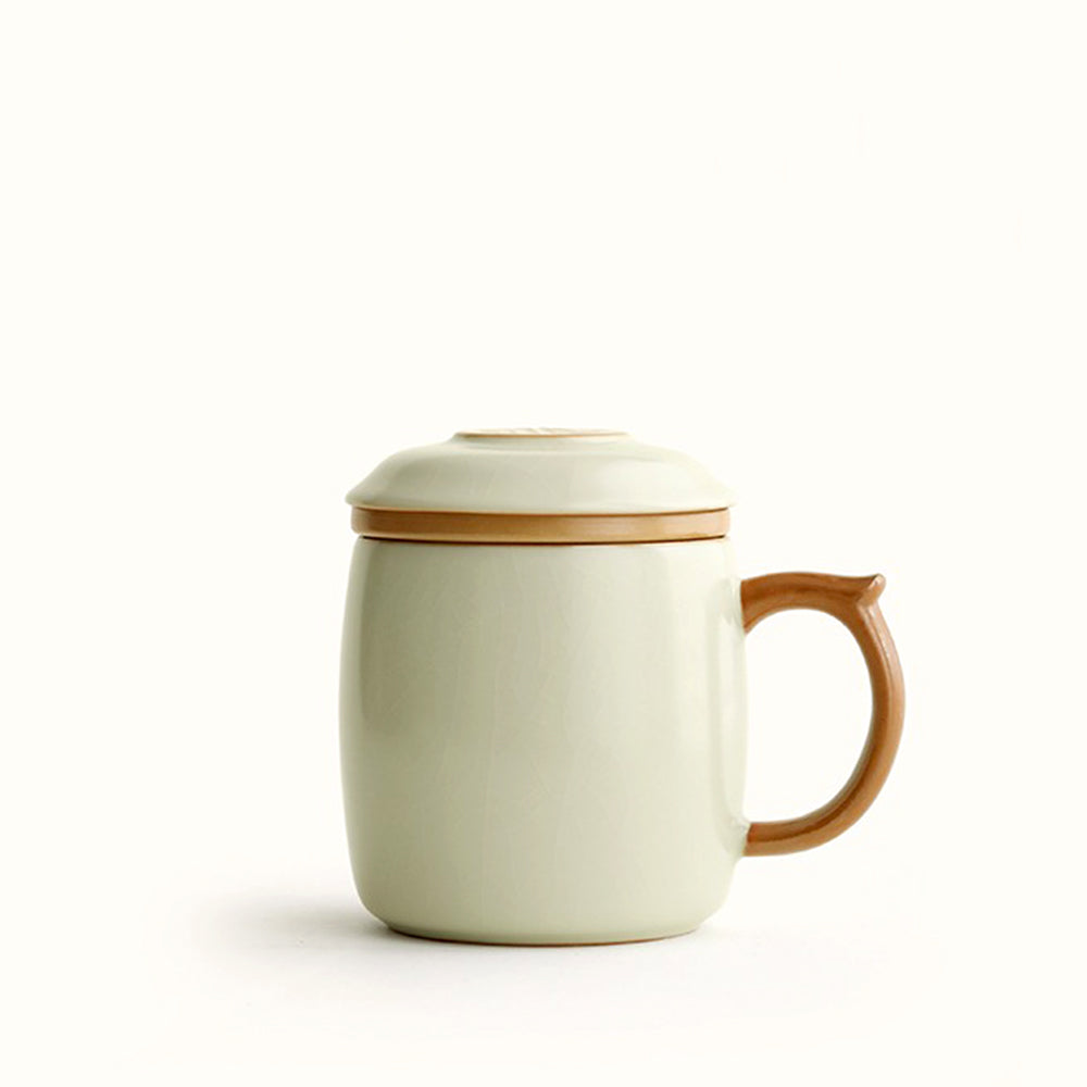 Chinese Ruyao Beige Tea Cup With Infuser