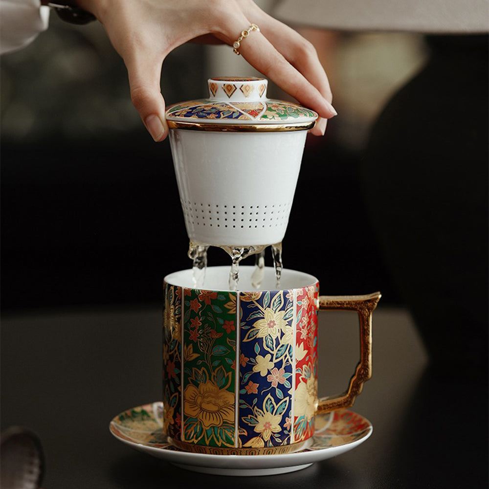 Chinese Enamel Porcelain Floral Tea Cup