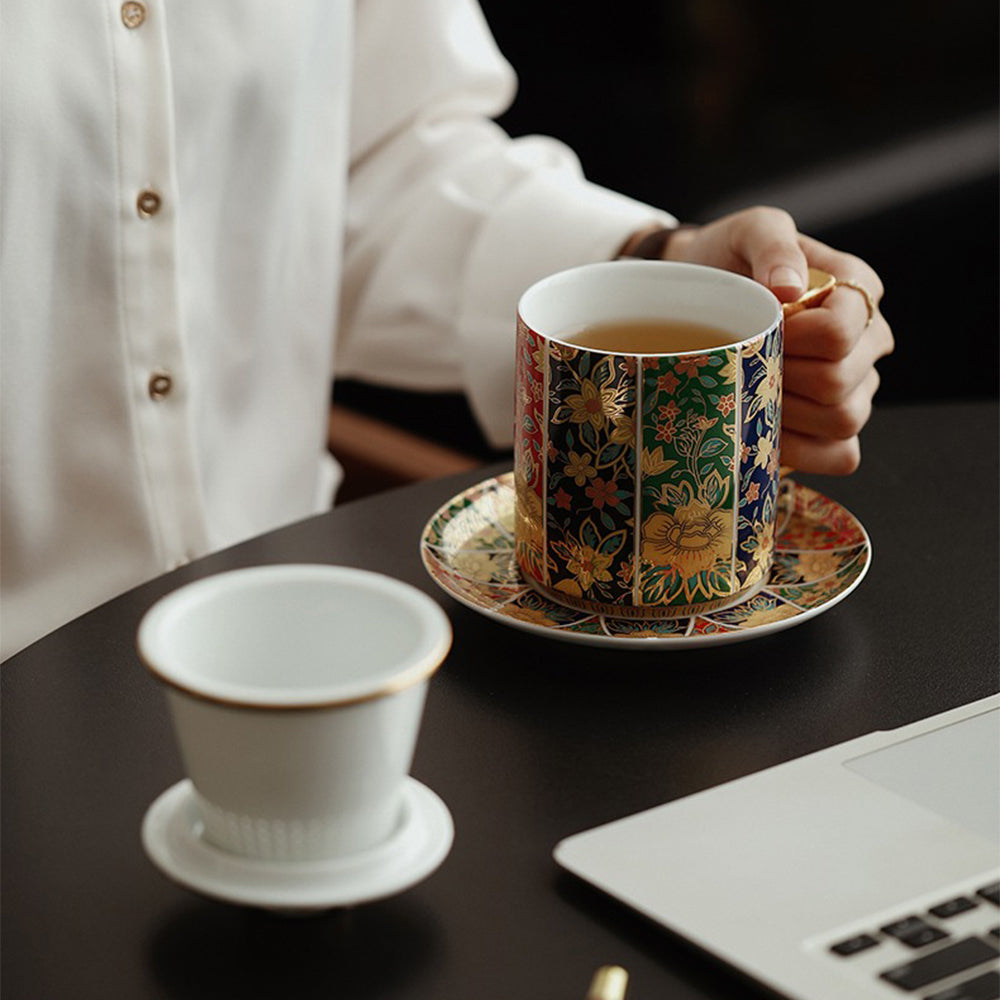 Chinese Enamel Porcelain Floral Tea Cup
