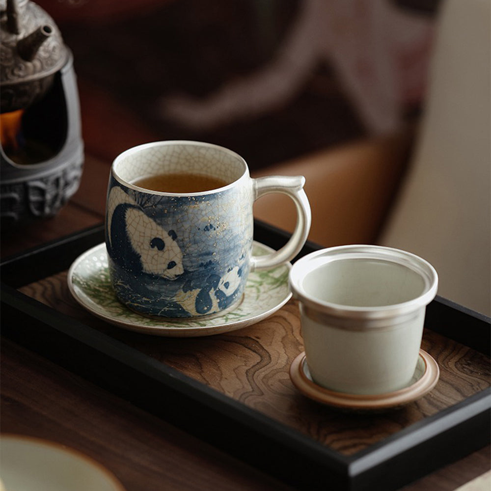 Chinese Ruyao Panda And Bamboo Tea Cup