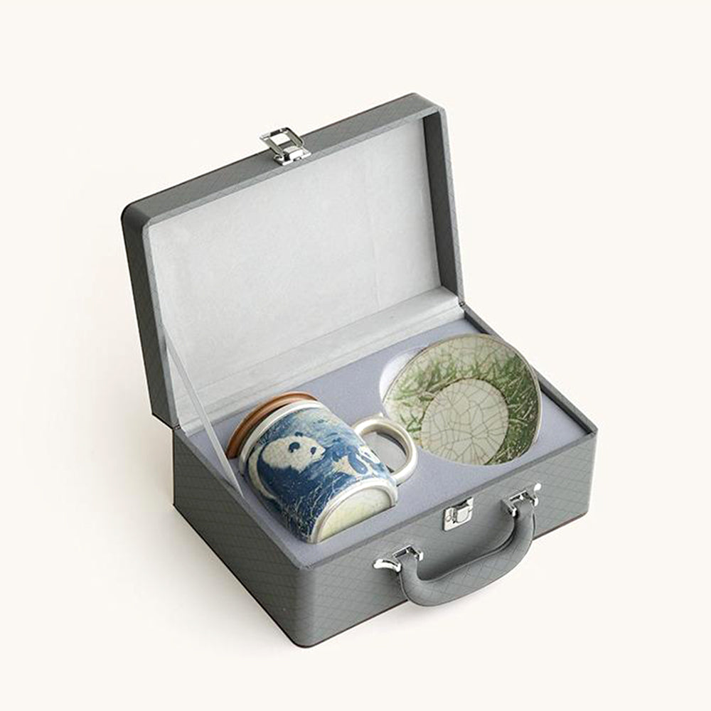 Chinese Ruyao Panda And Bamboo Tea Cup