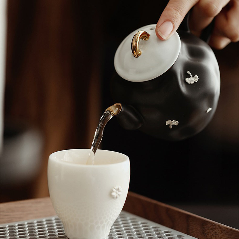 Irregular Black Ceramic Chinese Teapot