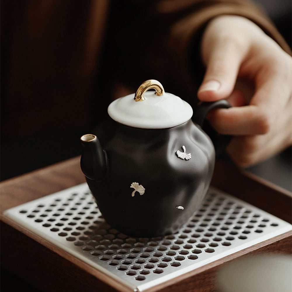 Irregular Black Ceramic Chinese Teapot