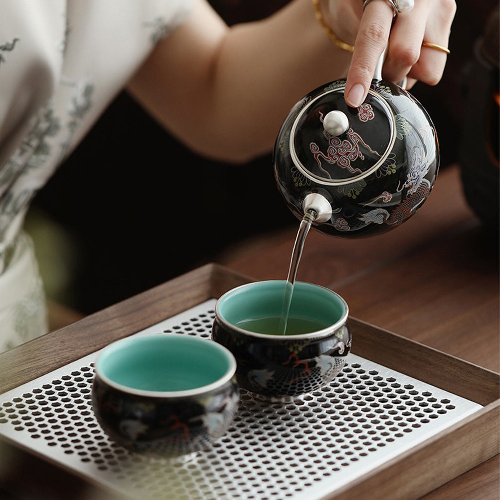 Silver-Plated Black Kirin Xi Shi Teapot