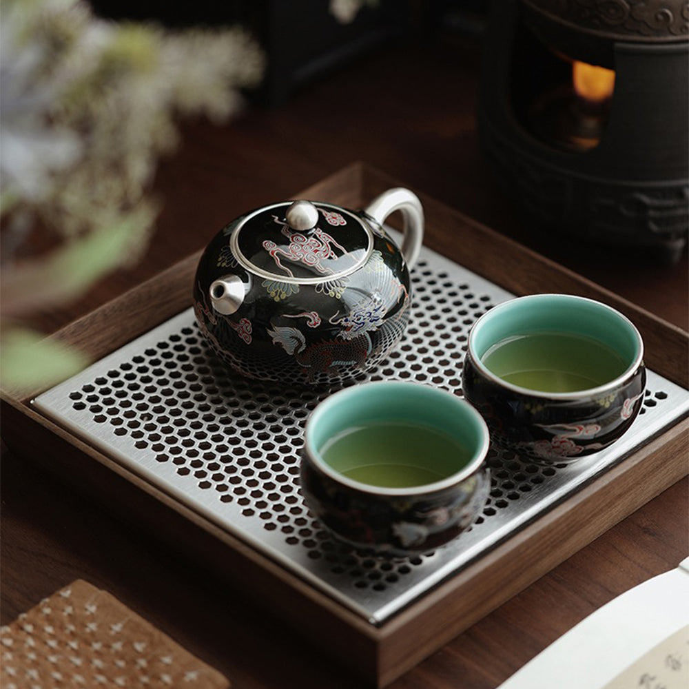 Silver-Plated Black Kirin Xi Shi Teapot