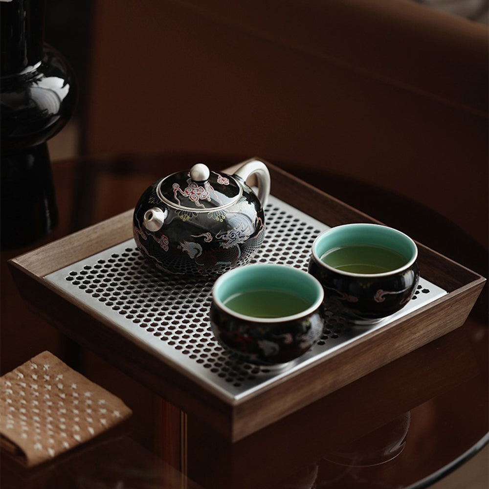 Silver-Plated Black Kirin Xi Shi Teapot