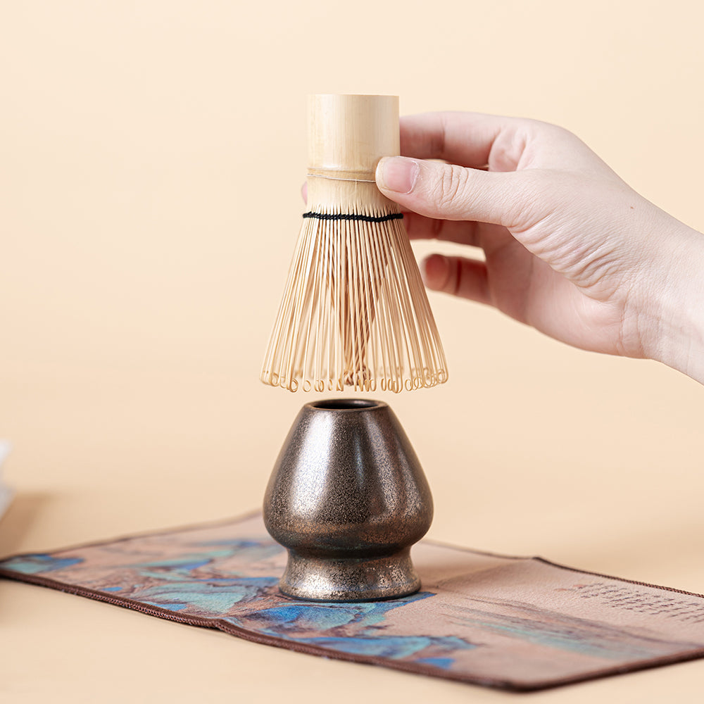 Japanese Coarse Pottery Flower Matcha Tea Set