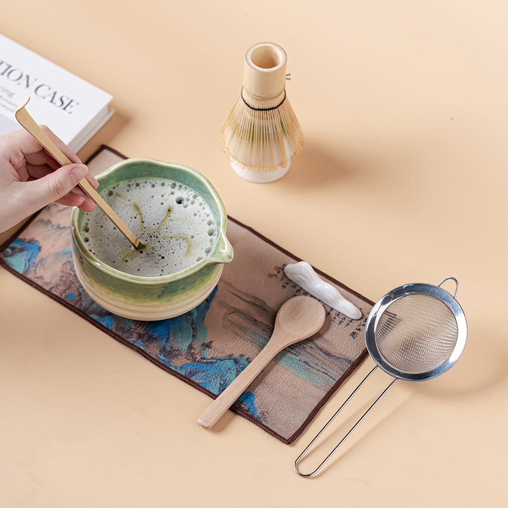 Japanese Kiln Changed Green Matcha Tea Set