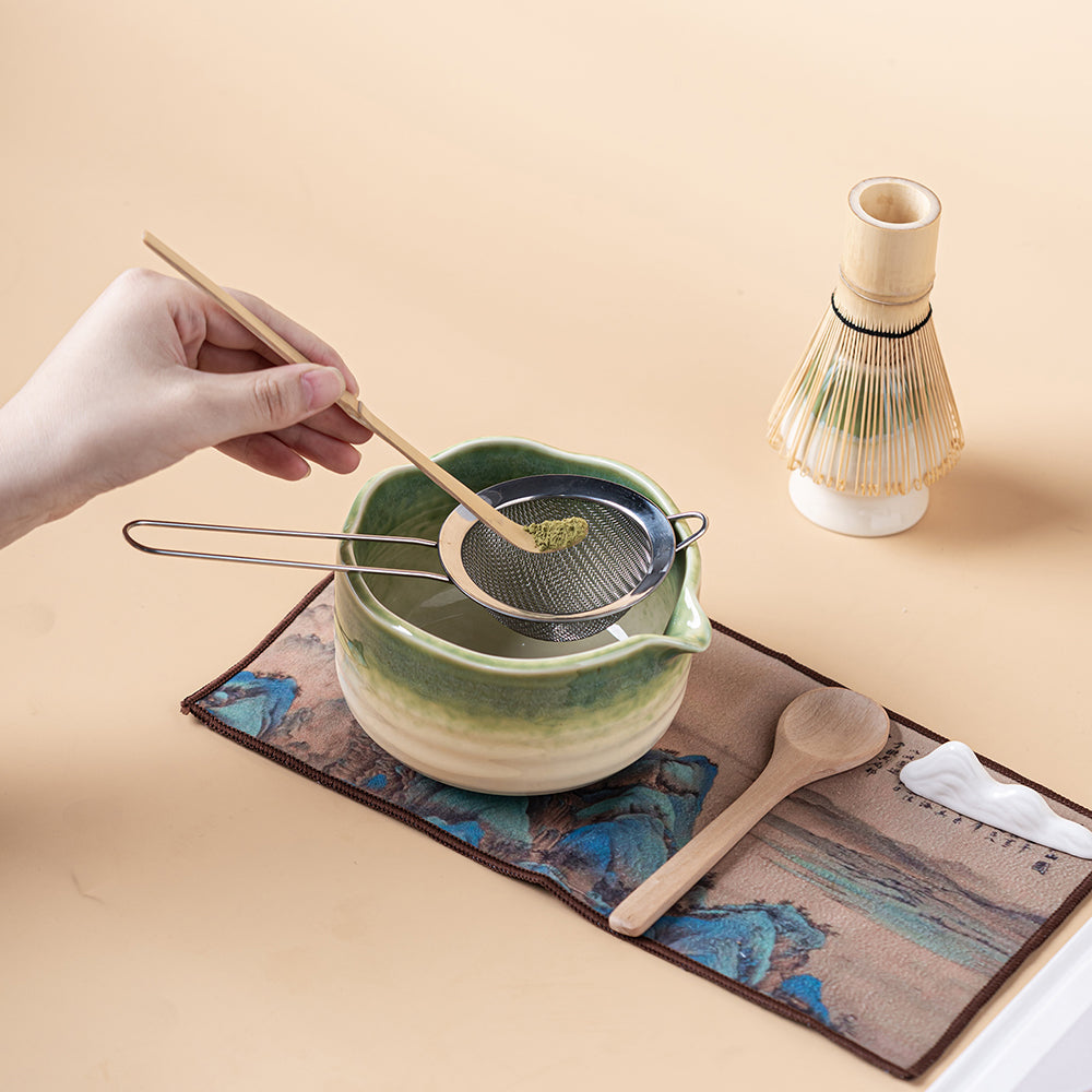 Japanese Kiln Changed Green Matcha Tea Set