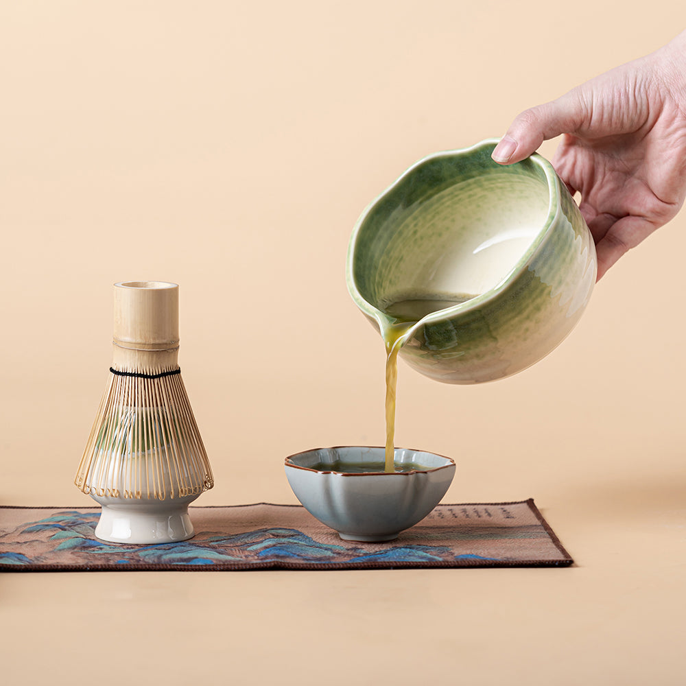 Japanese Kiln Changed Green Matcha Tea Set