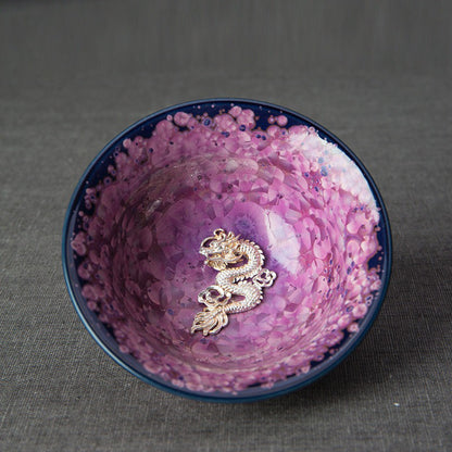 Authentic Handmade Jianzhan Purple Gongfu Tea Cup With Sterling Silver