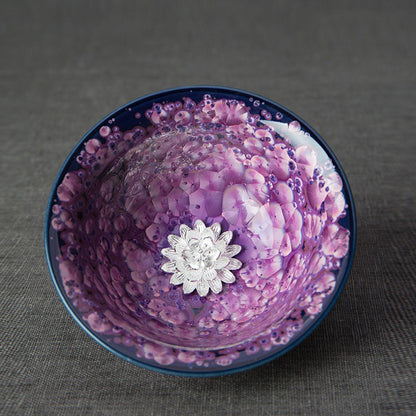 Authentic Handmade Jianzhan Purple Gongfu Tea Cup With Sterling Silver
