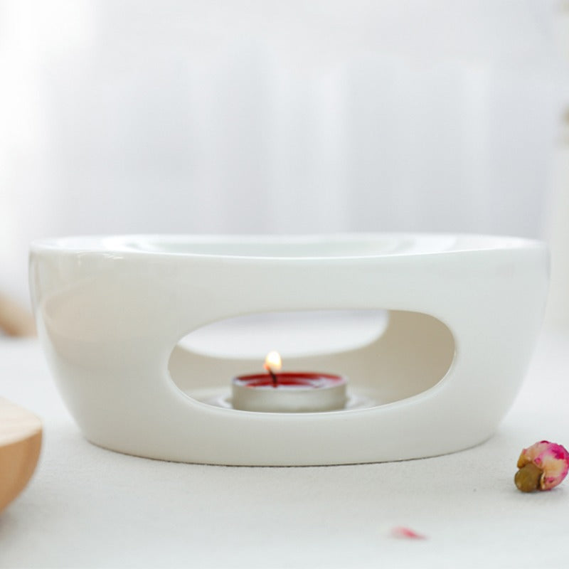 White Porcelain Candle Teapot Warmer
