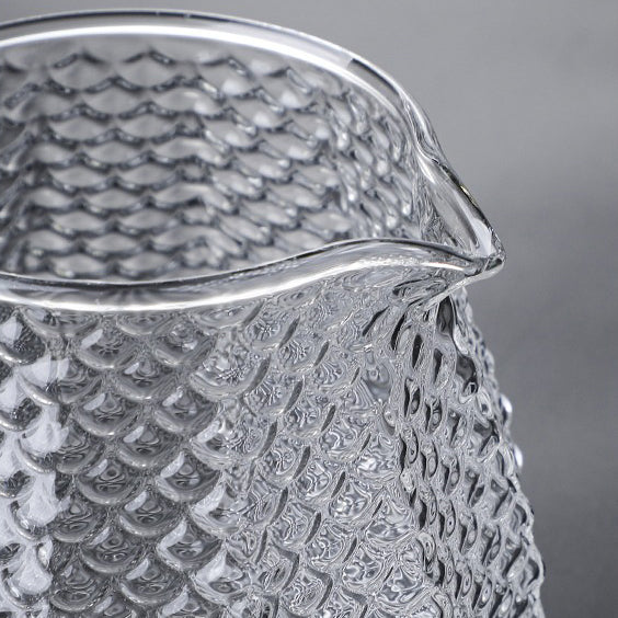 Ice Block Glass Teapot WIth Color Handle