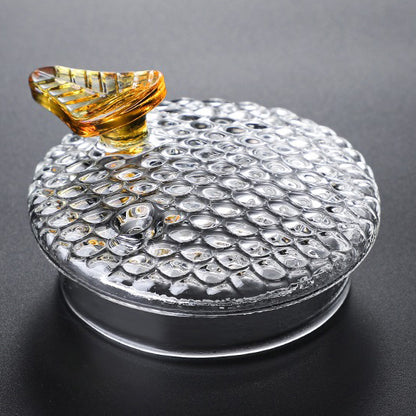 Ice Block Glass Teapot WIth Color Handle