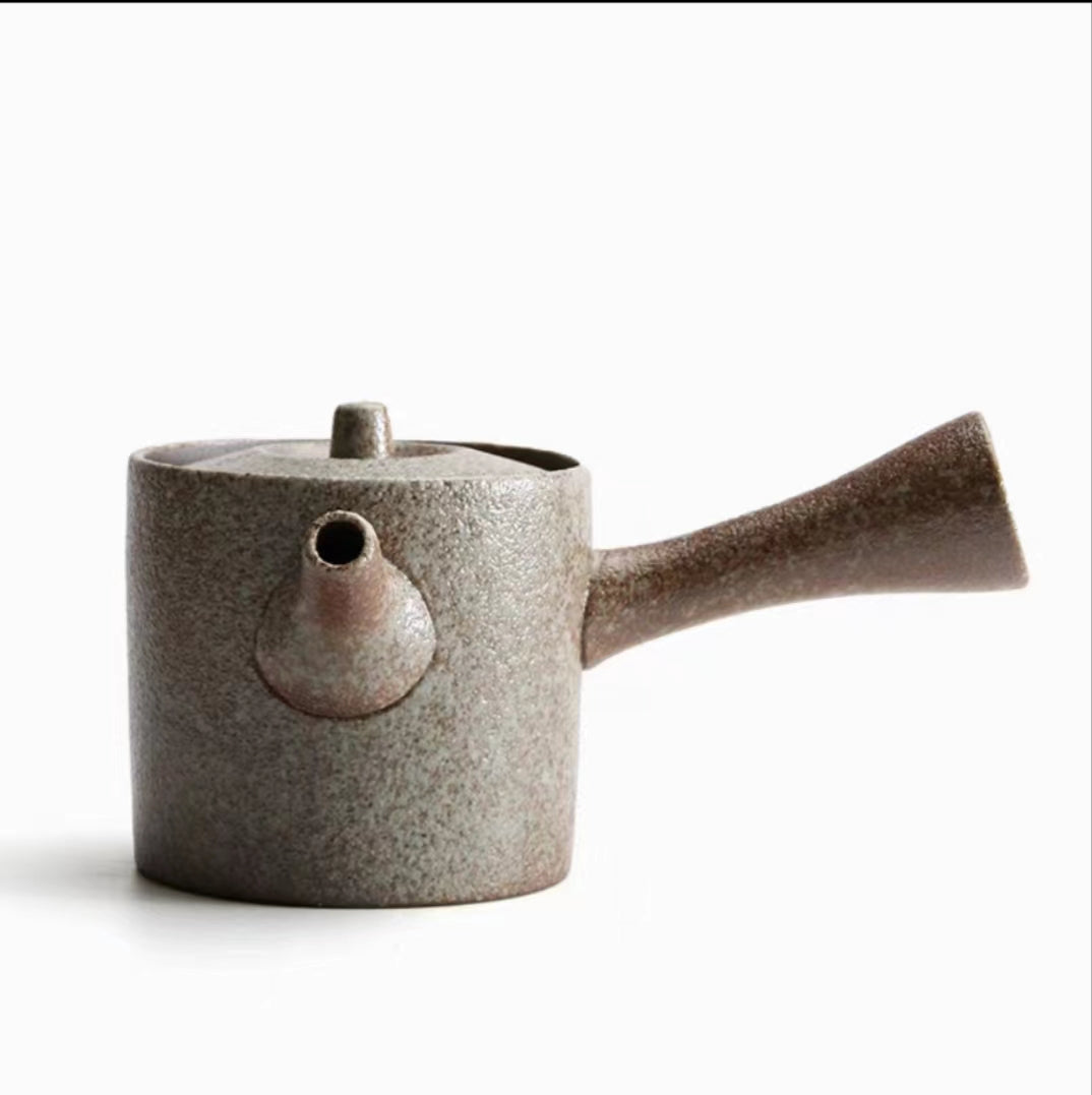 Coarse Pottery Japanese Cylinder Teapot